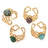 Oval Natural Mixed Stone Finger Rings RJEW-Z057-13G-1