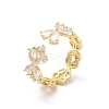 Brass Micro Pave Cubic Zirconia Open Cuff Rings RJEW-R146-17D-G-1