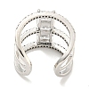 Square Rack Plating Brass Micro Pave Cubic Zirconia Wide Open Cuff Rings for Women RJEW-F162-14P-3