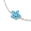 925 Sterling Silver Cubic Zirconia & Synthetic Turquoise Flower Link Bracelets XT0862-4-2