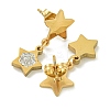 Ion Plating(IP) 304 Stainless Steel Star Dangle Stud Earrings EJEW-G400-42G-01-2