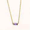 Birthstone Style Brass Cubic Zirconia Rectangle Pendant Necklaces for Women FS-WGDF12C-02-1