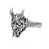 Alloy Devil Mask Shape Open Cuff Ring for Men Women RJEW-T009-48AS-2