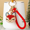 Full Rhinestone Pearl Fox Head Pendant Keychain LS-WG98948-04-1