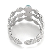 304 Stainless Steel Synthetic Gemstone Cuff Rings G-Z056-05P-4