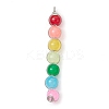 Colorful Imitation Jade Glass Round Bead Pendants PALLOY-JF02449-02-1