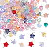 120Pcs 3 Styles Gradient Color Baking Paint Transparent Glass Star & Heart & Butterfly Connector Charms PALLOY-AR00030-1