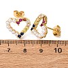 Brass Micro Pave Cubic Zirconia Heart Stud Earrings EJEW-K267-32G-5