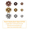 450Pcs 9 Styles  Tibetan Style Alloy Flower Bead Caps TIBE-GO0001-01-2