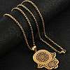 201 Stainless Steel Hollow Religion Hamsa Hand Pendant Necklaces NJEW-M086-01G-4