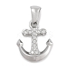304 Stainless Steel Micro Pave Cubic Zirconia Pendants STAS-D112-03P-04-1