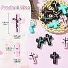 15Pcs 5 Colors Cross with Word Jesus Silicone Focal Beads SIL-YW0002-04-3