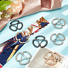 12Pcs 3 Colors Tri-Ring Alloy Brooch Scarf Clip Buckles AJEW-NB0006-57-5