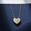 925 Sterling Silver Micro Pave Clear Cubic Zirconia Heart Pendant Necklaces for Women NJEW-D316-04G-1