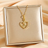 Brass Micro Pave Clear Cubic Zirconia Heart Snake Pendants Necklaces LS-NJEW-K280-04G-1