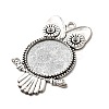 Owl Tibetan Style Alloy Big Pendant Rhinestone & Cabochon Settings TIBE-S297-07AS-LF-2