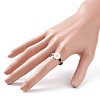Shell & Glass Beaded Stretch Finger Ring for Women RJEW-JR00481-3