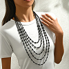 Bohemian Style Plastic Long Bicone Beads Multi Layered Necklaces for Women's Daily Parties DF6907-2-2