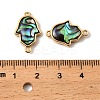 Natural Paua Shell Hamsa Hand Connector Charms KK-G538-44G-3
