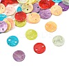 56Pcs 7 Colors Spray Painted Natural Capiz Shell Connector Charms SSHEL-FS0001-09-2