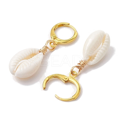 Natural Mixed Cowrie Shell Hoop Earrings EJEW-JE05777-1