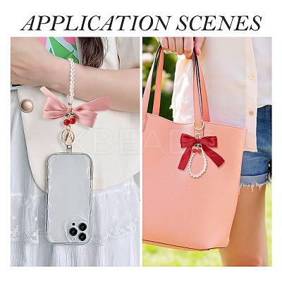 2Pcs 2 Colors Polyester & Alloy & Plastic Keychains KEYC-TA0001-52A-1