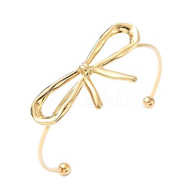 Bowknot 304 Stainless Steel Cuff Bangles BJEW-S171-01A-G-1