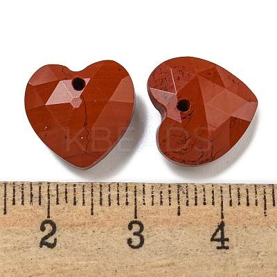 Natural Red Jasper Faceted Heart Charms G-G123-01B-1