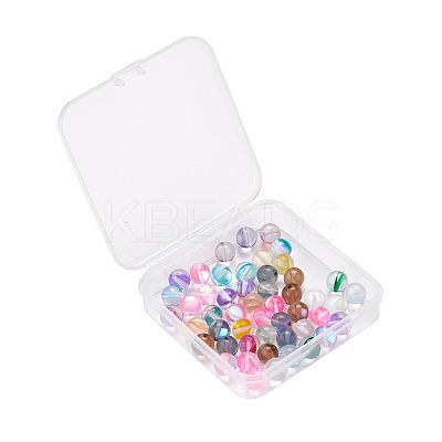 50Pcs 10 Colors Synthetic Moonstone Beads Strands G-YW0001-08-1