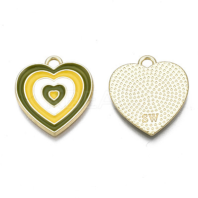 Rack Plating Light Gold Alloy Enamel Pendants ENAM-Q444-014K-RS-1
