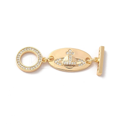 Brass Micro Pave Clear Cubic Zirconia Toggle Clasps KK-M243-11G-1