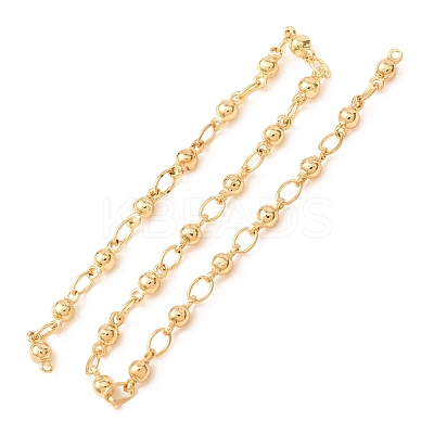 Brass Oval and Round Link Chain KK-CBA3297-10G-1