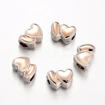 Heart Alloy European Large Hole Beads PALLOY-O065-28-1