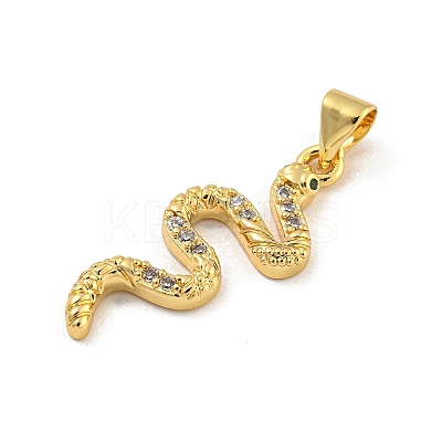 Snake Rack Plating Brass Micro Pave Cubic Zirconia Pendants KK-G513-04G-1