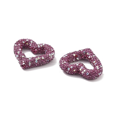 Heart Shape Polymer Clay Rhinestone Beads CLAY-NH0001-09B-09-1
