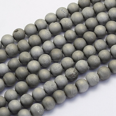 Electroplate Natural Druzy Agate Beads Strands LS-G-G708-8mm-04-1