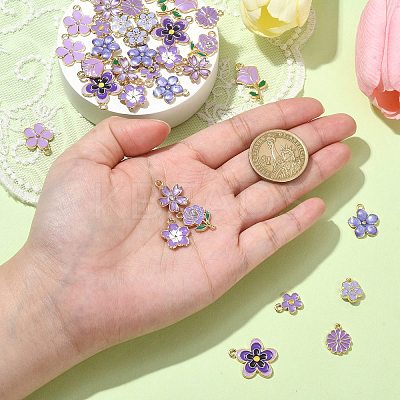 40Pcs 10 Style Alloy Enamel Pendants ENAM-CJ0005-70-1