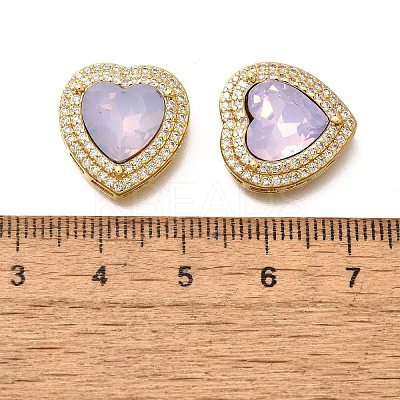 Heart Brass Glass Beads KK-Q043-27G-1