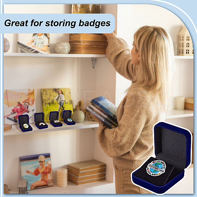 Flocking Plastic Badge Storage Box CON-WH0105-04A-1