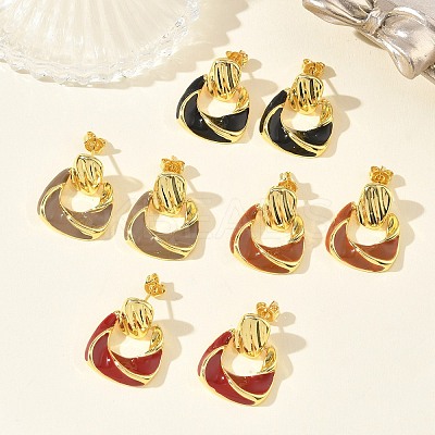 Brass Enamel Dangle Stud Earrings for Women KK-CBA760A-12G-1