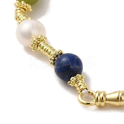 Brass Bamboo Link Bracelet BJEW-C051-12G-1