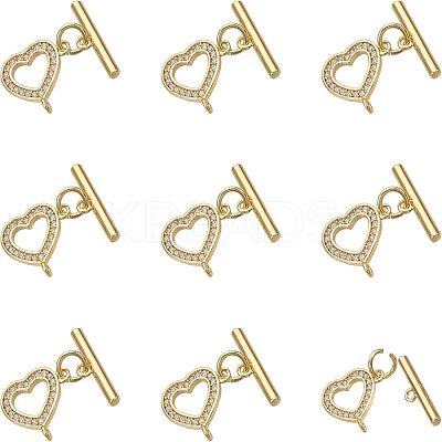 Brass Micro Pave Clear Cubic Zirconia Toggle Clasps KK-NB0002-37G-NF-1