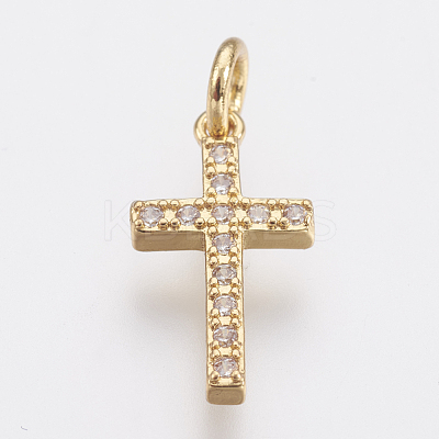 Brass Micro Pave Cubic Zirconia Pendants ZIRC-F083-008G-RS-1