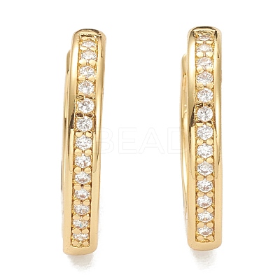 Brass Micro Pave Clear Cubic Zirconia Huggie Hoop Earrings EJEW-A058-26-1