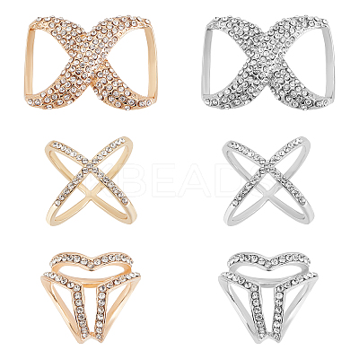 Wholesale CHGCRAFT 6Pcs 6 Style Crystal Infinity-shaped & X-shape & Three  Ring Shape Rhinestone Scarf Buckle Rings 