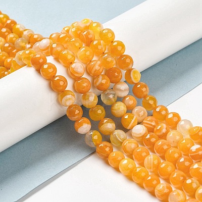 Natural Striped Agate/Banded Agate Beads Strands G-A246-8mm-08-1