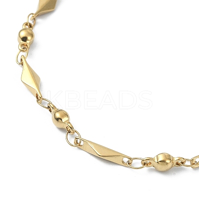 Ion Plating(IP) 304 Stainless Steel Rhombus Link Chain Necklaces for Women NJEW-D052-01G-1