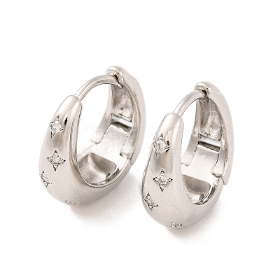 Brass Pave Clear Cubic Zirconia Hoop Earrings for Women EJEW-U015-20P-1