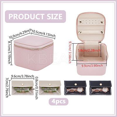 Portable Imitation Leather Jewelry Storage Zipper Boxs with 4 Insert Bags CON-WH0202-001C-1