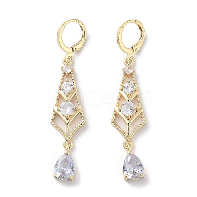Teardrop Rack Plating Golden Brass Dangle Leverback Earrings EJEW-A030-06G-01-1